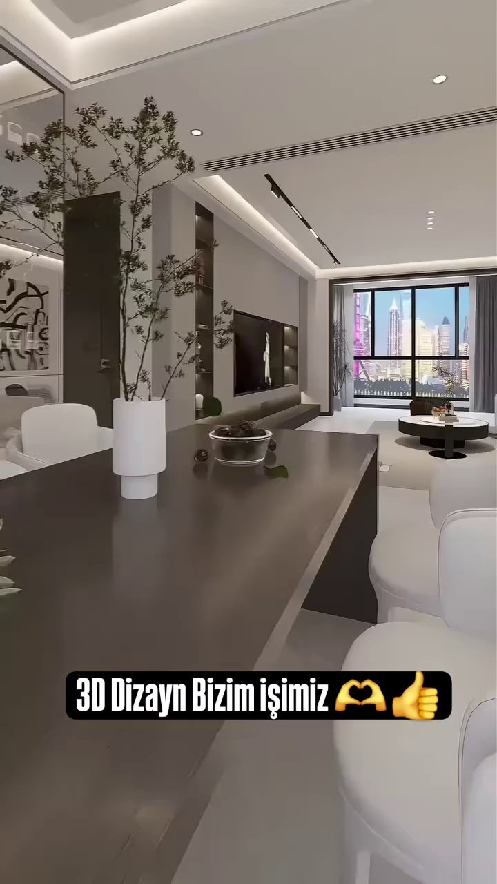 Modern Rezidans Dairesi 3D İç Mimari Konsepti