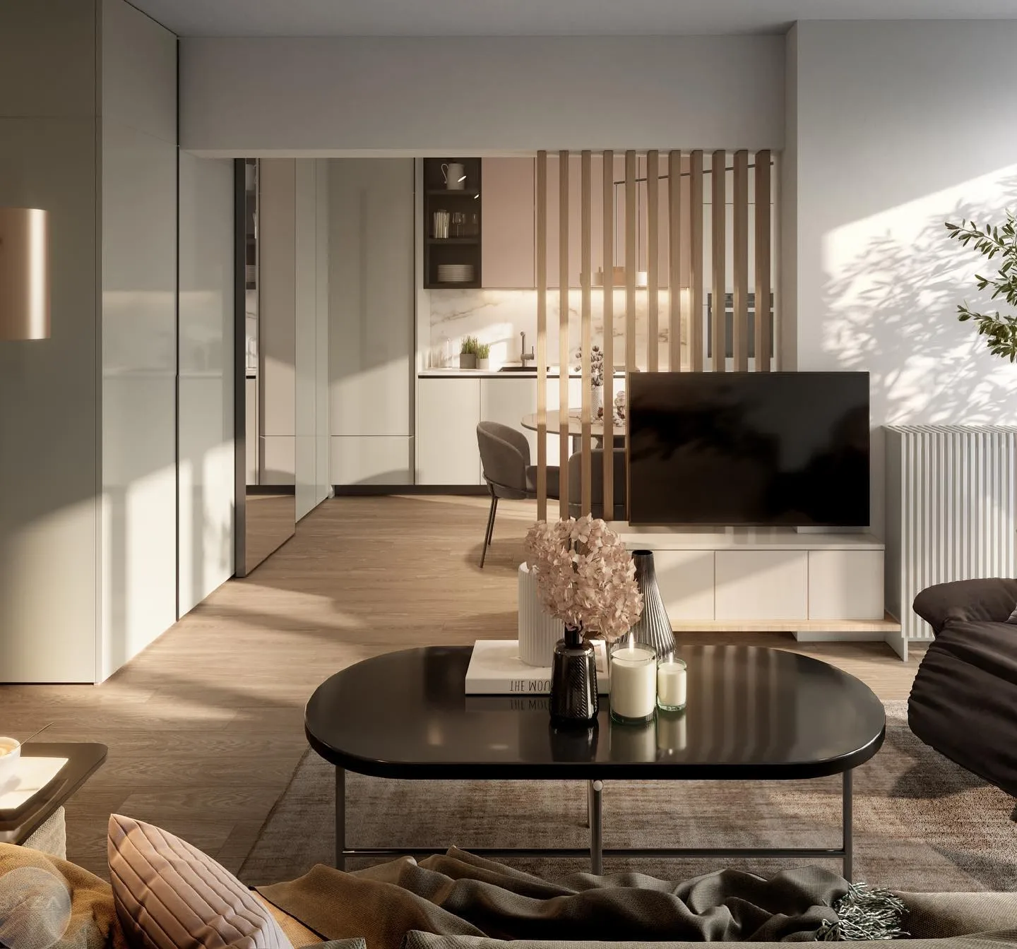 Lüks Salon ve Yemek Bölümü 3D Konsept Tasarımı